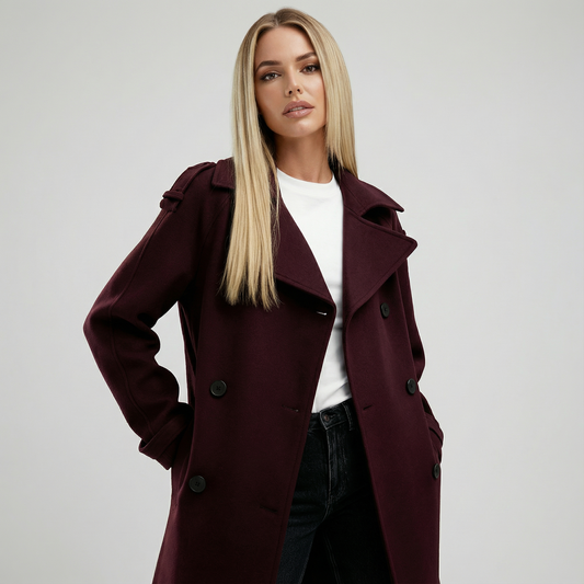 AMALIA™ | Burgundy Trench Coat
